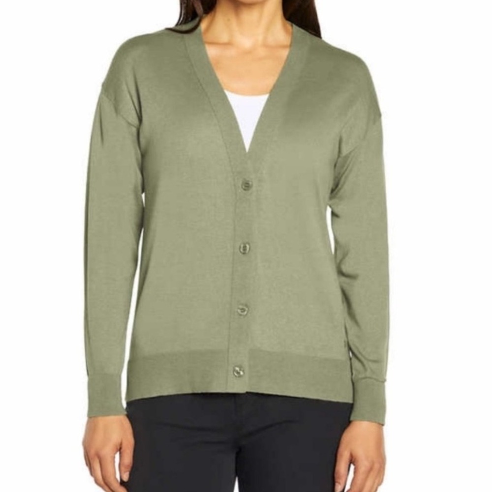 Banana Republic V-Neck Long Sleeve Sage Cardigan Sweater XXL Lightweight Neutral